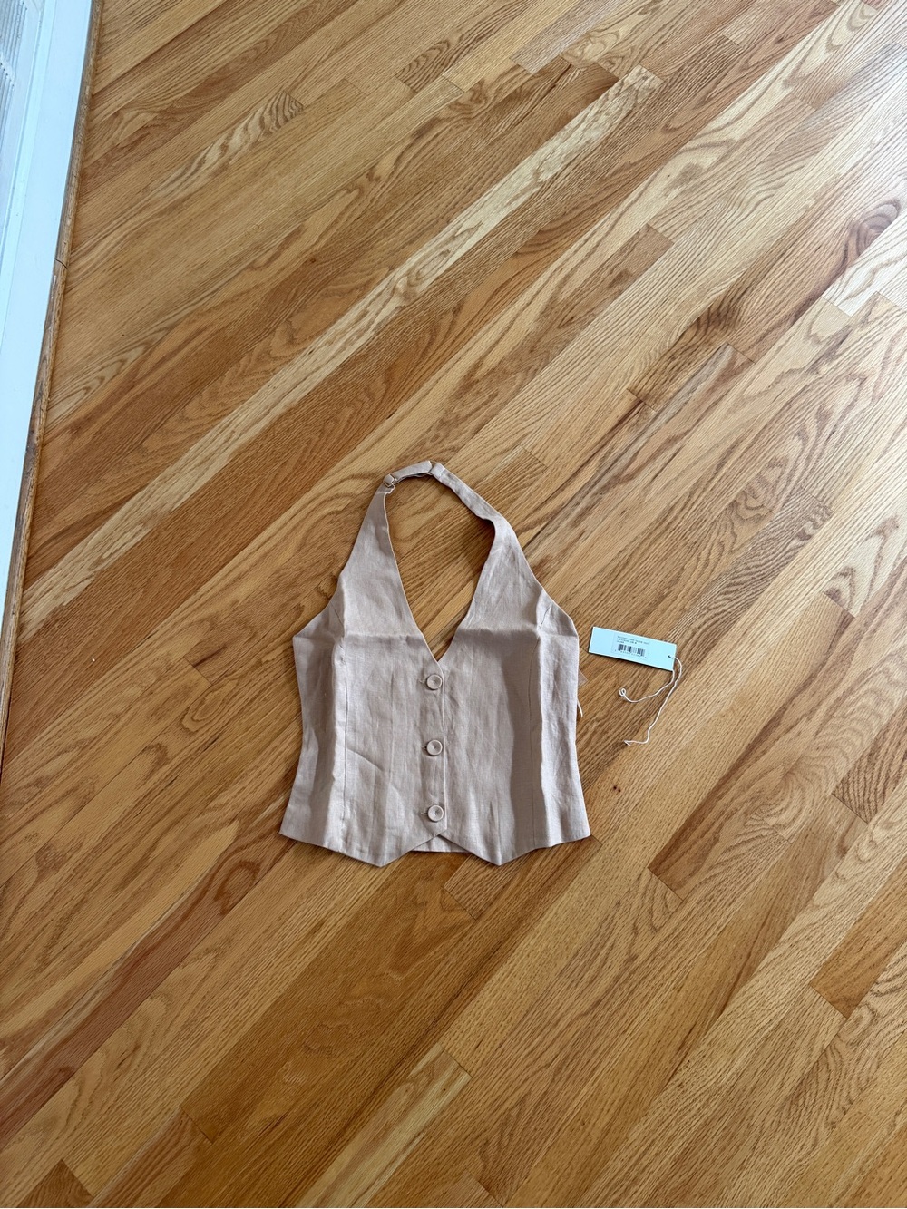 bishop + young golden postiano linen halter vest